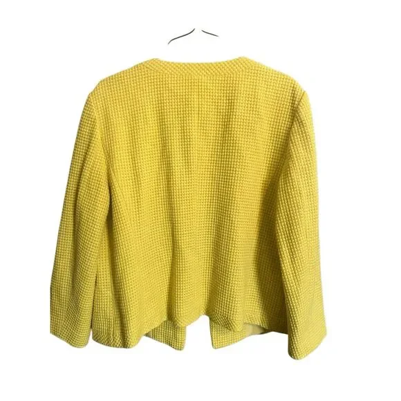Ann Taylor Women's Size 14 Yellow Chartreuse Knit Blazer Coat Jacket Cotton - Picture 2 of 10